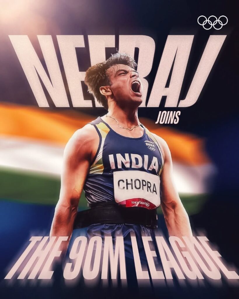 Neeraj celebrates after 90.23m throw at Doha Diamond League