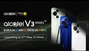 “Alcatel V3 Series May 27 launch event poster”