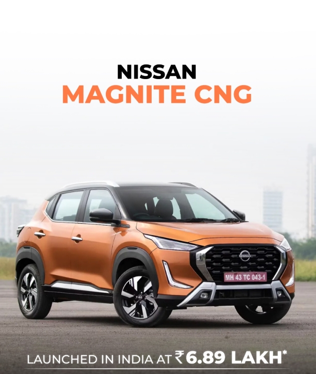 Front view of newly launched Nissan Magnite CNG SUV in India