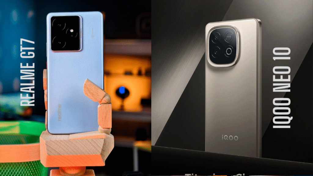 iQOO Neo 10 vs Realme GT 7T comparison front and back design