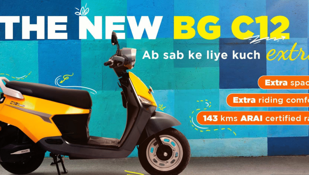 BGauss C12 electric scooter 23-litre under-seat storage space
