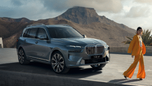 bmw x7 rear profile with crystal tail lights and M Sport design