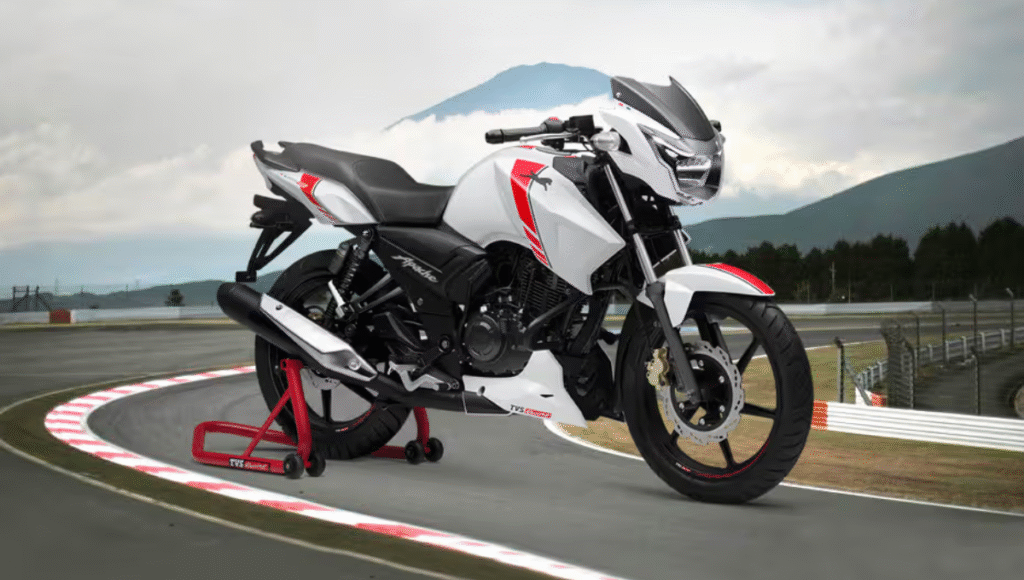 TVS Apache RTR 160 street ride showing high ground clearance and control