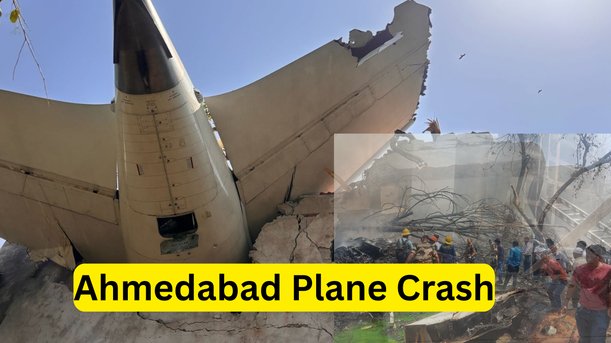 Ahmedabad Plane Crash site showing Air India AI171 wreckage and thick smoke