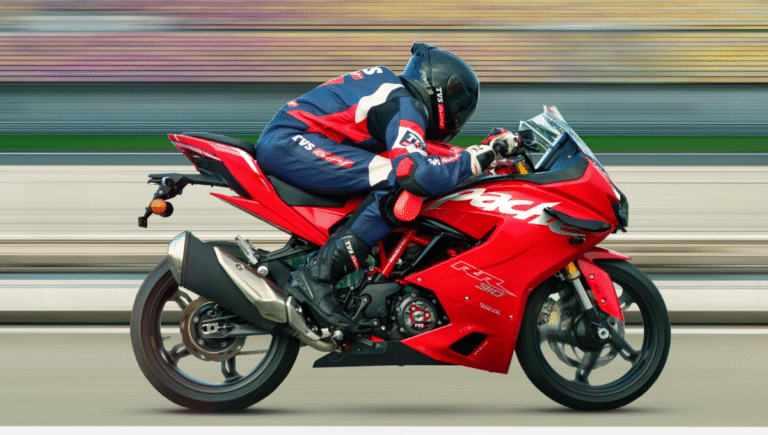 TVS Apache RR 310 in Racing Red with 216 kmph Top Speed