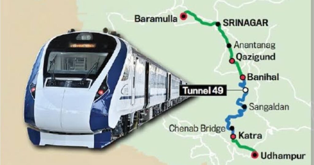 Vande Bharat train to Kashmir running on newly completed track