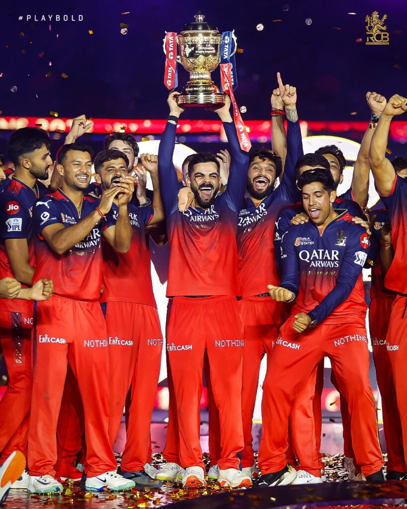 Virat Kohli lifts IPL 2025 trophy with RCB at Ahmedabad