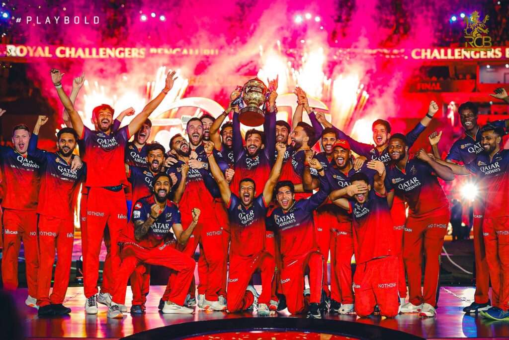 Royal Challengers Bengaluru players celebrate first-ever IPL win