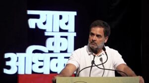 Rahul Gandhi addressing a rally