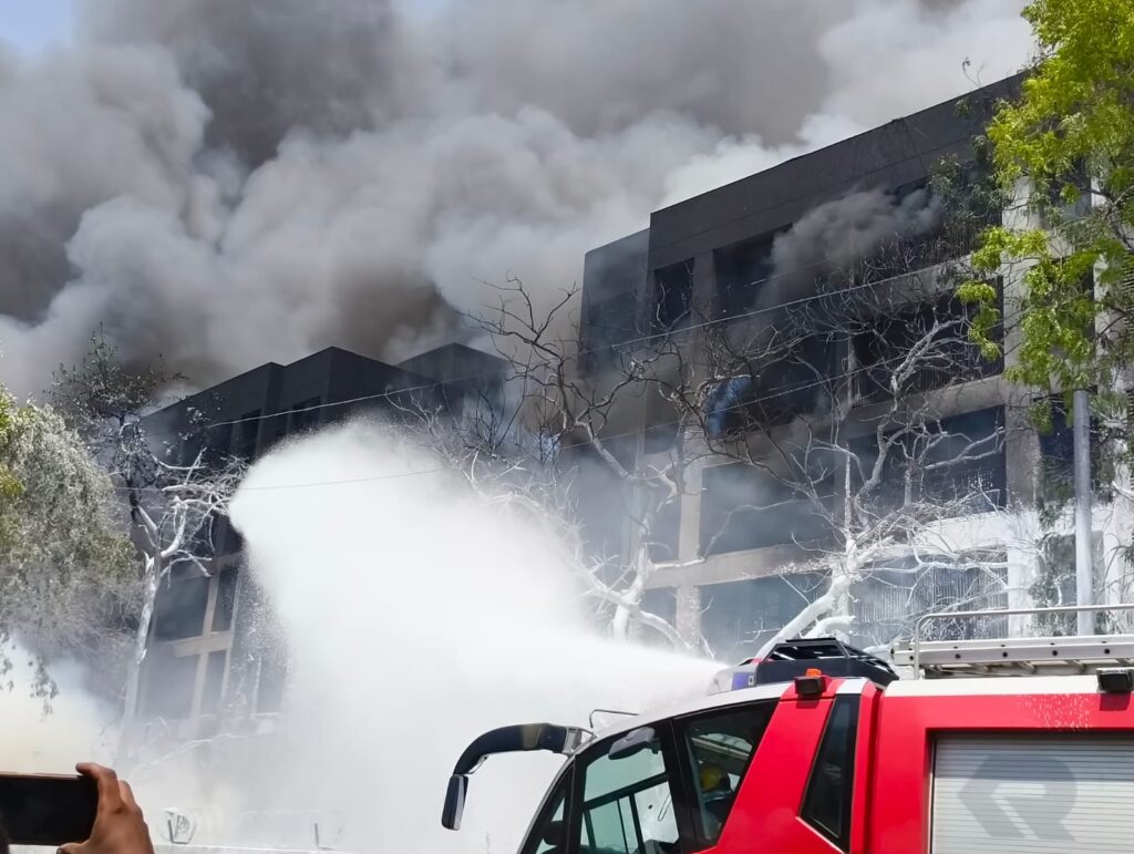 Ahmedabad Plane Crash thick smoke from crash site near