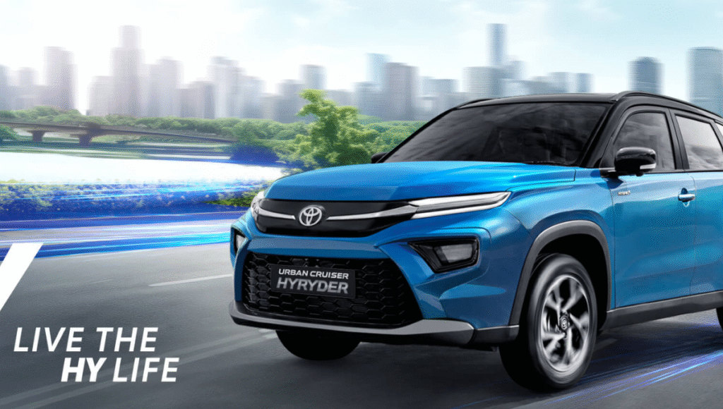 Toyota Urban Cruiser Hyryder front look with LED headlamps