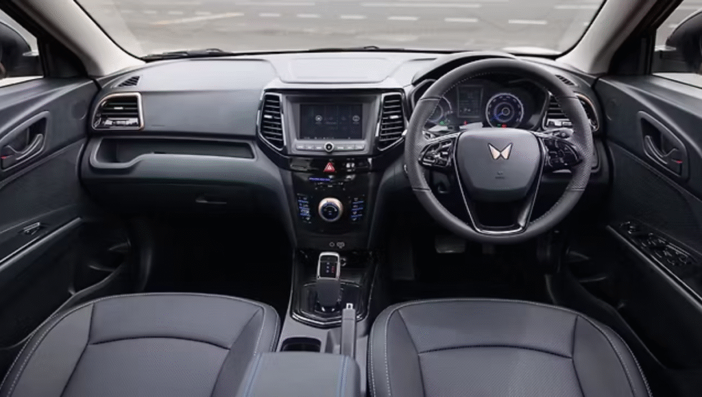 Mahindra XUV400 EV dashboard display showing battery range and driving modes