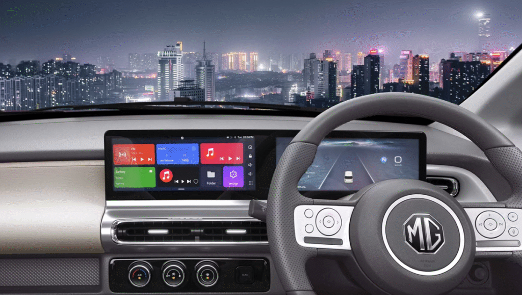 MG Comet EV interior with twin 10.25-inch displays