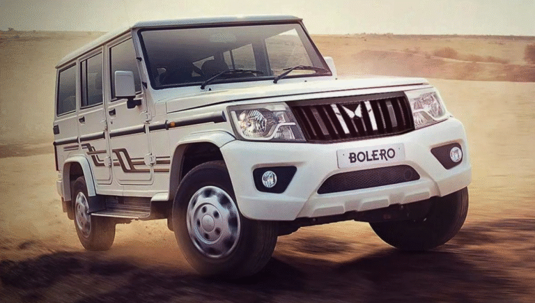Mahindra Bolero 2025 driving through rural Indian roads