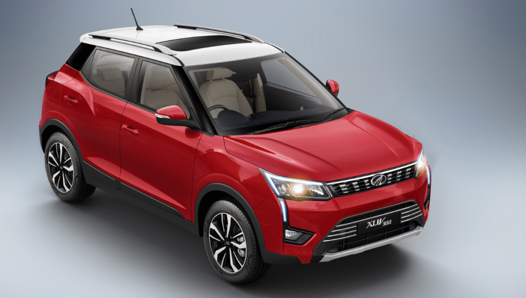 Mahindra XUV 3XO front view with ADAS and panoramic sunroof