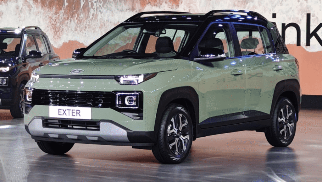 Hyundai Exter with sunroof and LED headlamps - affordable SUV with premium features under ₹7 lakh.
