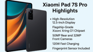 Xiaomi Pad 7S Pro 12.5 tablet with large display, keyboard, and stylus in black and beige colors
