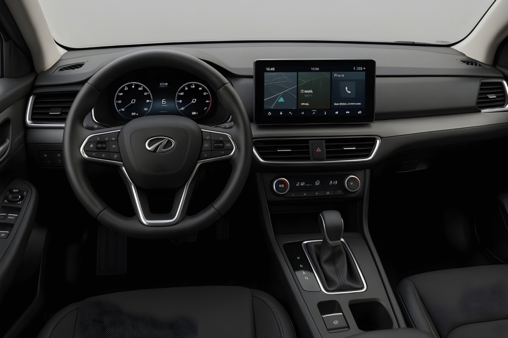 Interior dashboard of New Mahindra Bolero 2025 featuring digital cluster