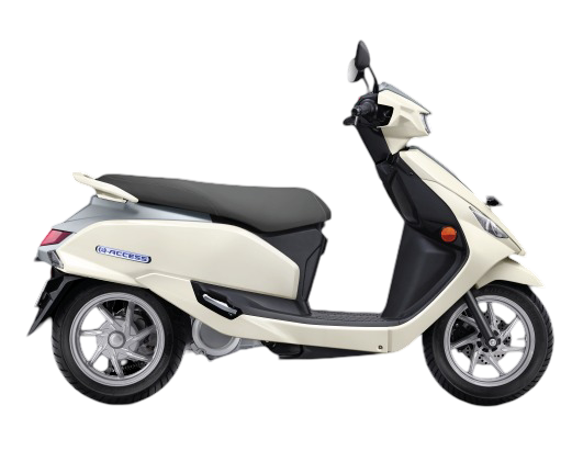 Suzuki Access Electric side profile showing alloy wheels and retro styling