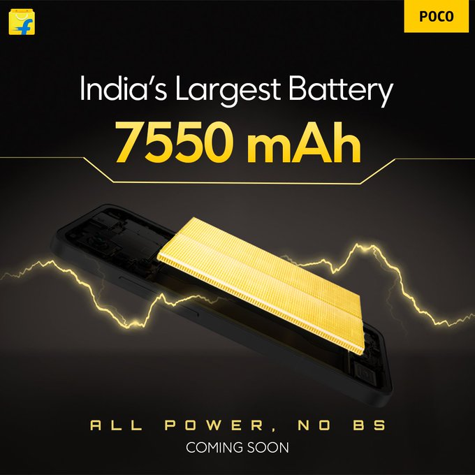 Poco F7 smartphone with 7550mAh battery and 90W fast charging support