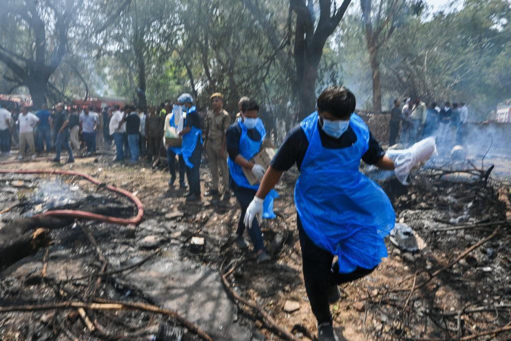 Rescue teams at Air India Dreamliner crash in Ahmedabad