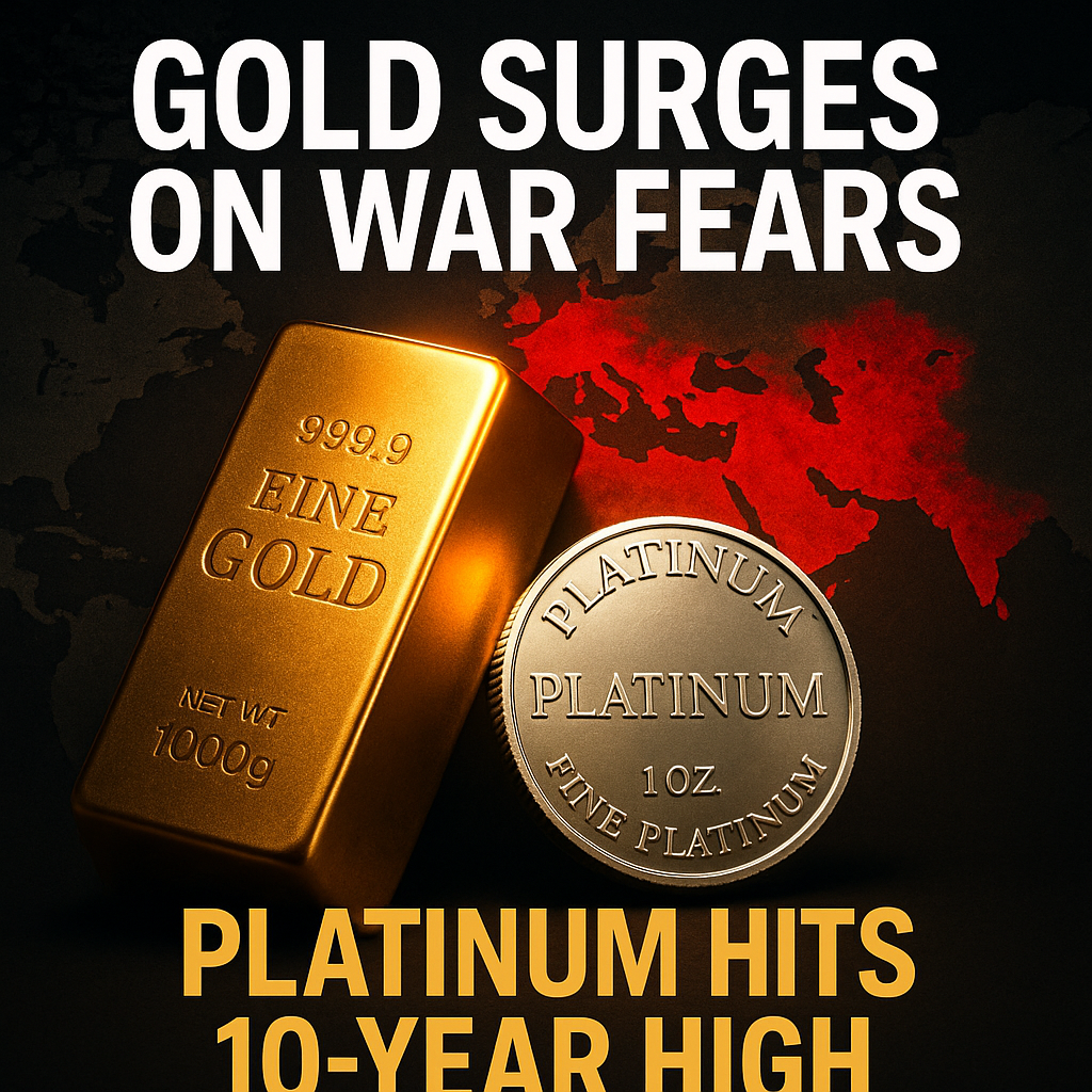 Gold prices rises on Middle East tensions; platinum at decade high