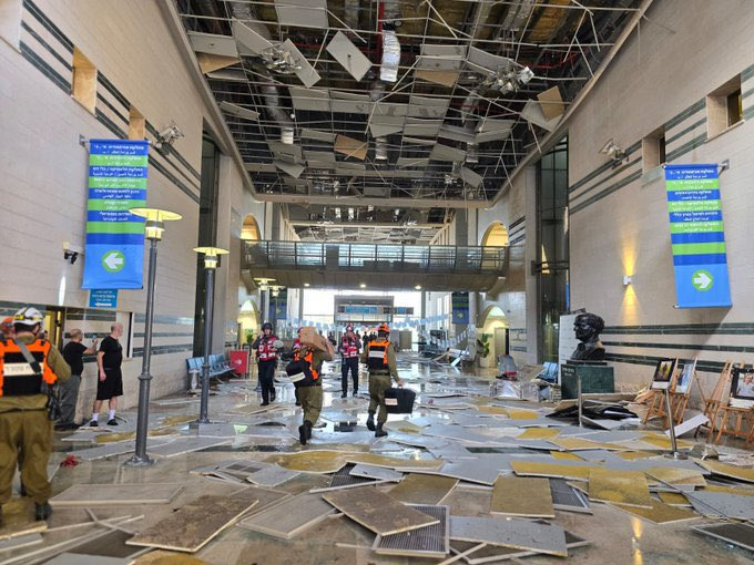 Iranian missile impact at Soroka Hospital