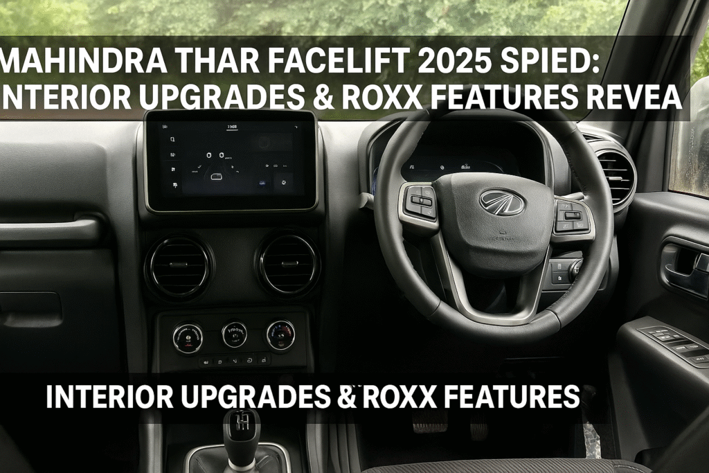 Mahindra Thar Facelift 2025 interior with new touchscreen and steering